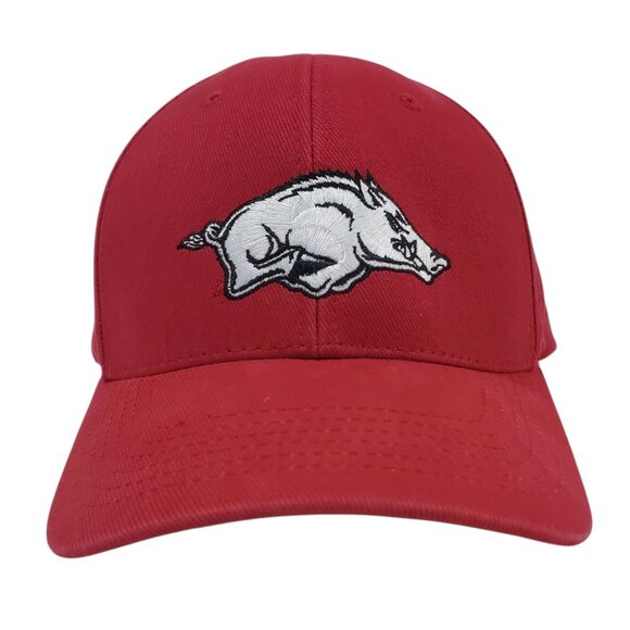 Arkansas Razorbacks Mascot Running Hog Logo Red Adjustable Hat Cap Embroidered - Picture 1 of 12